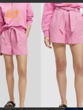 Scotch & Soda Pink Tie-Waist Shorts